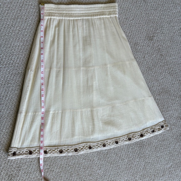 Split gauze crochet trim maxi skirt Cream Small - Picture 7 of 15